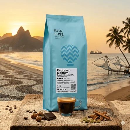 Кофе в зернах Bonfuse Espresso Medium 1 кг
